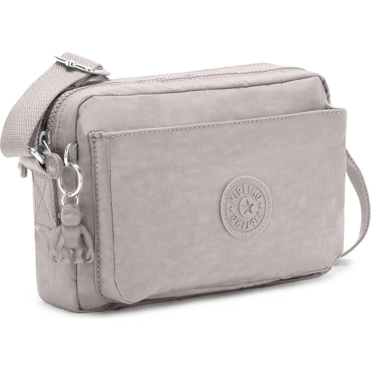 Kipling Basic Abanu M, Umhängetasche 24 cm aus robustem Material, grau mit verstellbarem Schultergurt und Seitentaschen