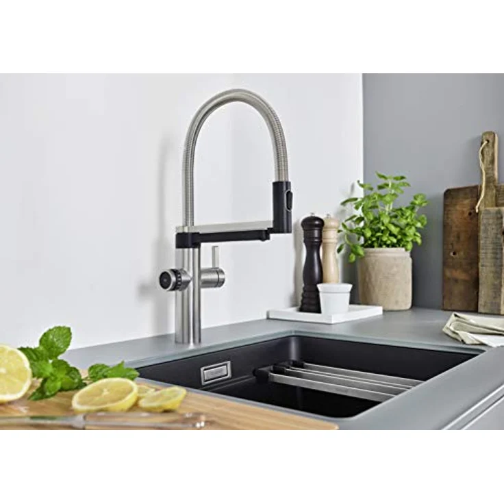 BLANCO drink,filter EVOL-S Pro satin gold, Wasseraufbereitungssystem, Veredeltes gefiltertes Wasser, Click und Touch Mengeneinstellung, Separater Auslauf für gefiltertes Wasser, BWT Filter – Bild 2