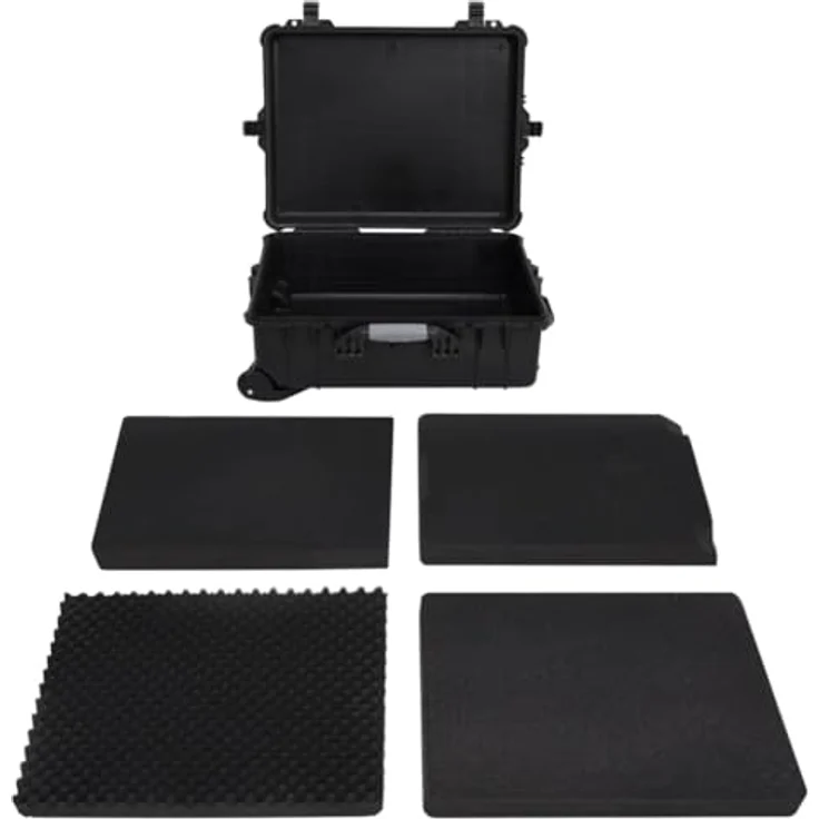 vidaXL Flugkoffer mit Rollen, Transportkoffer Schwarz 63x50x23cm, wasserdicht mit Schaumstoffeinlage und Druckventil – Bild 2