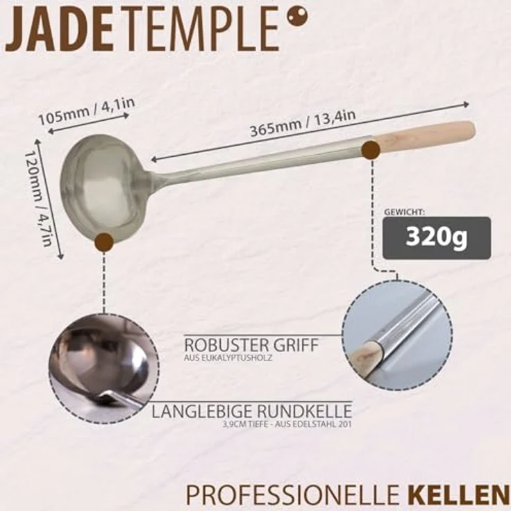 JADE TEMPLE 17279 Schöpfkelle für Wok, rund,silber 55 x 8 x 12 cm – Bild 4