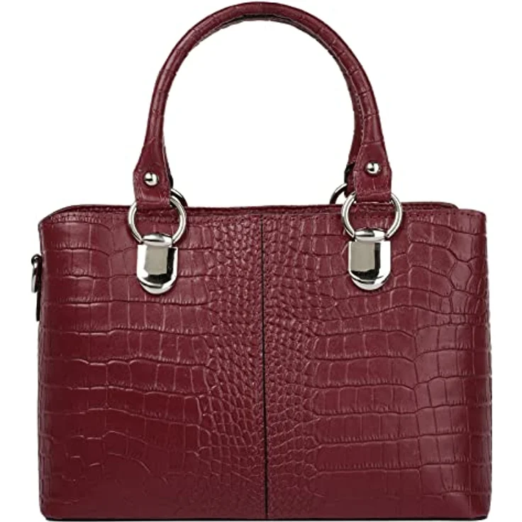 Cluty Umhängetasche echt Leder, Kroko-Optik, Made in Italy, 2-geteiltes Hauptfach, verstellbarer Schultergurt – Bild 5