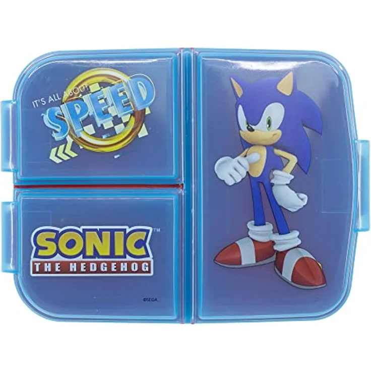 Stor Lunchbox Brotdose 3 getrennte Fächer Sonic the Hedgehog Lunch Vesper Dose - Kinder Brotdose mit 3 Fächern, Kunststoff, Click-Up Verschluss, 18 x 13 x 5,5 cm, Blau – Bild 2