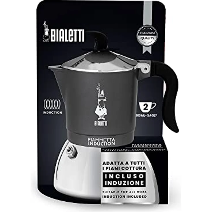 Bialetti Fiammetta Ind. 2cups, Induktions-Espressokocher aus Aluminium und Stahl, grau/silber – Bild 4