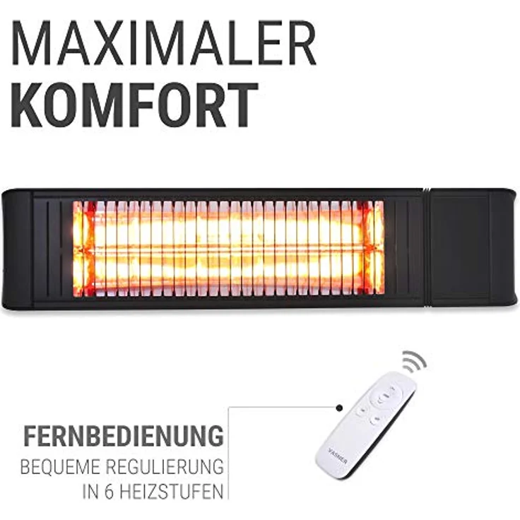 Vasner Heizstrahler Teras X20, 2000 W, Heizstufen, inkl. Fernbedienung und Halterung, Heizstrahler – Bild 3