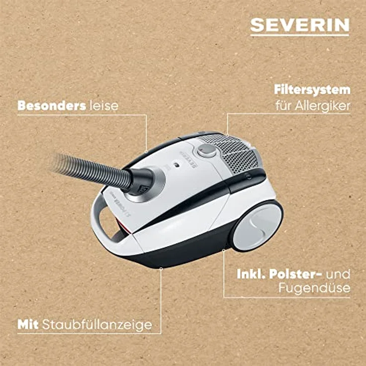SEVERIN BC 7035 S`Power snowlight Staubsauger Beutel EEK: A 750 Watt 8m Radius – Bild 4