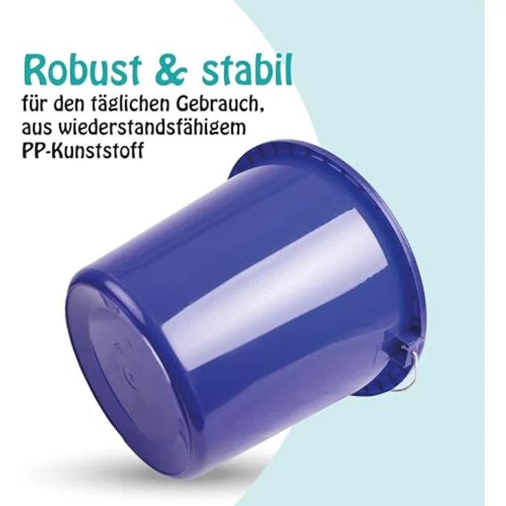 ProHome Putzeimer Kunststoff-Eimer mit Metallbügel, 10 Liter, stapelbar, BPA-frei, in Blau oder Anthrazit, Made in EU – Bild 5