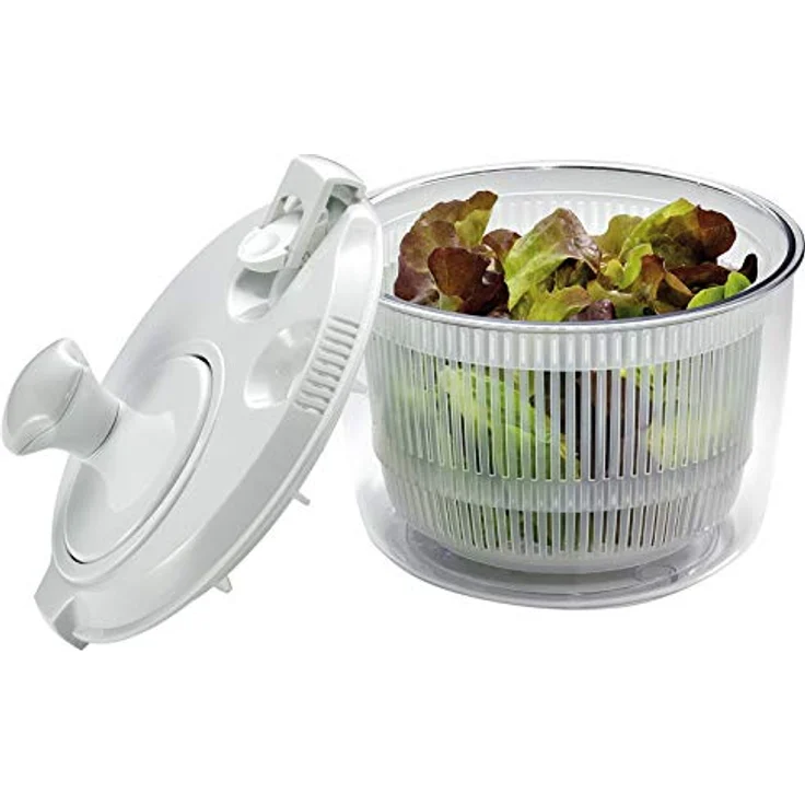 Küchenprofi Mini Salatschleuder , Inklusive Schüssel, Deckel, Kurbel und Sieb , Spülmaschinenfester Kunststoff , 2,5 L Inhalt , Trockner für Salat, Beeren, Kräuter und Pilze – Bild 2