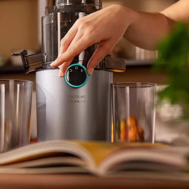 Cecotec Juice&Live 1500 Slim, Kaltpress-Entsafter mit 200W DC-Motor, 55±5 U/min, 82mm Einfüllöffnung, Rückwärtsfunktion, einfache Montage und Reinigung – Bild 5