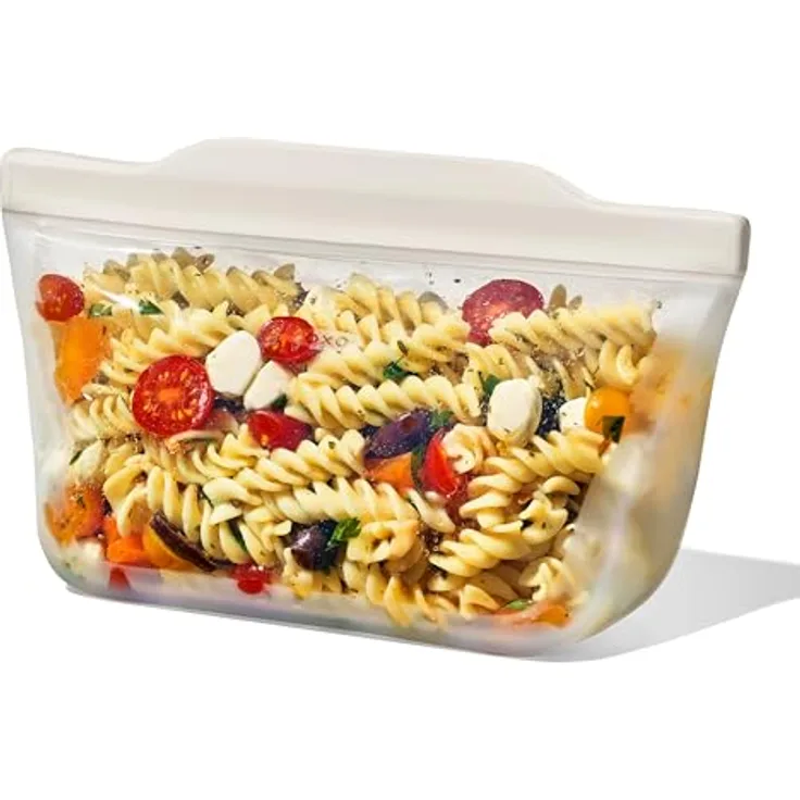 OXO Good Grips wiederverwendbarer Silikonbeutel, Quart-Standbeutel (946 ml), haltbare nahtlose Konstruktion, lebensmittelechtes Silikon, auslaufsicher, staubabweisende Oberfläche, Hafer