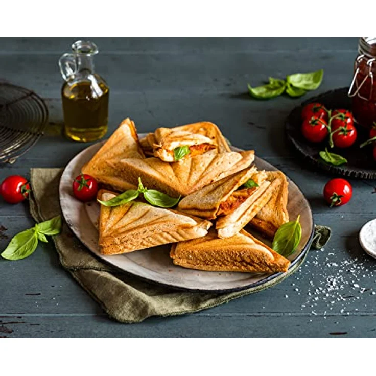 ROMMELSBACHER Sandwich Maker ST 1000 - extra tiefe Backmulden, für 2 American XL Sandwiches, Antihaftbeschichtung, Überlaufschutz, Rundum-Versiegelung, hohe Trennstege, platzsparende Aufbewahrung – Bild 3