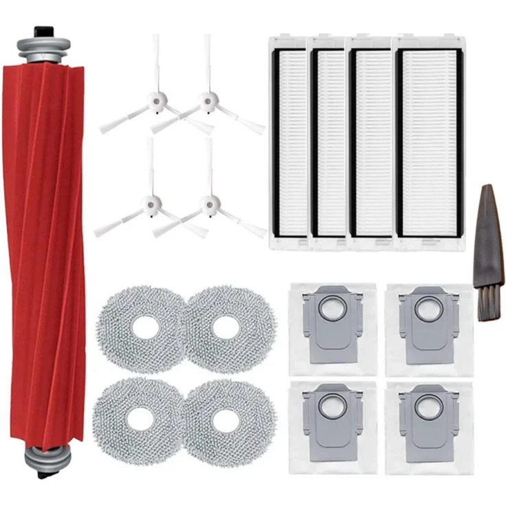 FELIXLEO Staubsaugerdüsen-Set 17-teiliges Zubehör-Set für Roborock P10/Qrevo, inkl. 1 Hauptbürste, 4 Seitenbürsten, 4 Hepa-Filtern, 4 Wischtüchern, 4 Staubbeuteln