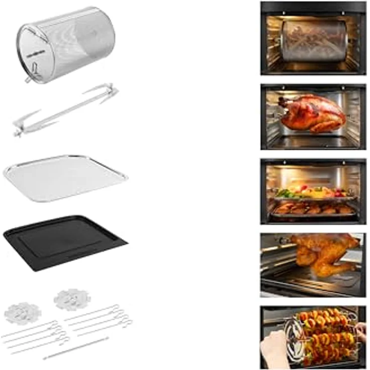 Linsar Heißluftfritteuse 12 Liter, Multifunktions Mini Backofen, 10 in 1 Heissluftfritteuse mit digitalem LED-Display, 6 Zubehör, 1700W, Schwarz – Bild 4