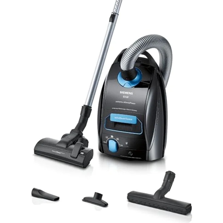 Siemens Staubsauger mit Beutel Q5.0 extreme silencePower VSQ5X1232, für Allergiker, 850 W, starke Saugleistung, lange Reichweite, schwarz – Bild 1