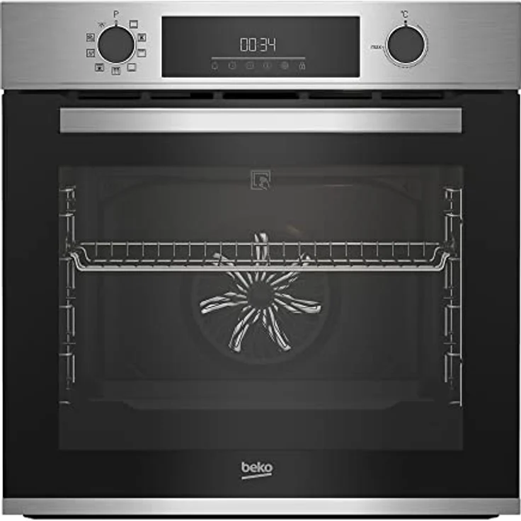 Beko BBIE12300XFP Einbau-Backofen mit 8 Heizarten, 72 l Garraum-Volumen, Multifunktionsdisplay mit Sensortasten, Pyrolytische Selbstreinigung, AeroPerfekt, SteamShine-Reinigung, Schwarz/Edelstahl – Bild 1