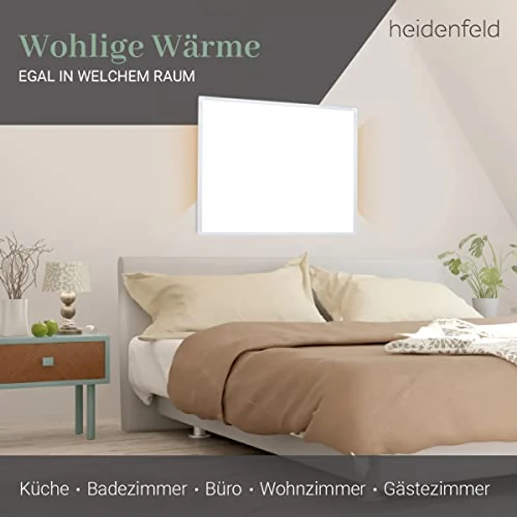 Heidenfeld HF-HP100 Infrarotheizung Heizkörper Flachheizung Heizpaneel bis 1000W Infrarot (1000 Watt), Infrarotheizung – Bild 4