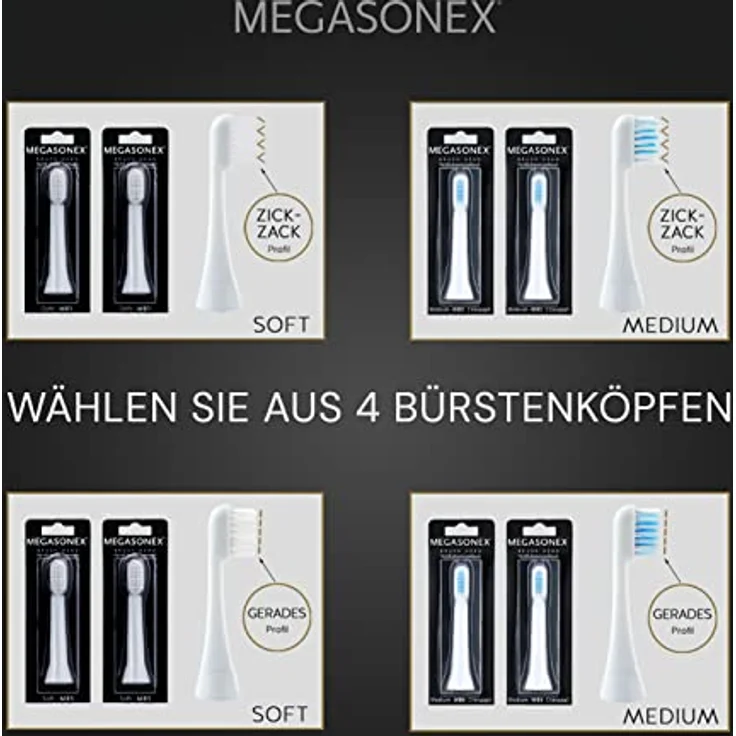 Megasonex flat medium, für Megasonex Ultraschallzahnbürsten, 2er-Pack – Bild 4
