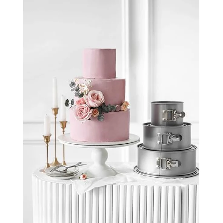 Patisse Backform 03525, Silver Top Springform-Set für 3 stöckige Torten, Hochzeitstorten und mehrstöckige Gebäcke, antihaftbeschichtet, Silbergrau - Preisvergleich – Bild 2