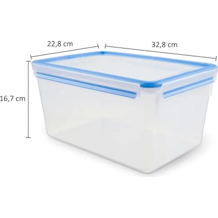 Emsa 508548 Rechteckige Frischhaltedose mit Deckel, 8.2 Liter, Transparent-Blau, Clip & Close – Bild 6