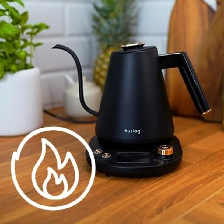 Huslog ELEKTRISCHER Wasserkocher GOOSENECK mit Temperaturregelung, 1 L, Schwarz, Intuitives Control Board und Warmhaltefunktion – Bild 2