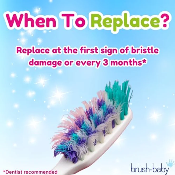 Brush-Baby KidzSonic, Ersatzbürstenköpfe für Kinder, 4 Stück, sanfte Zahnreinigung, Rakete und Einhorn, ab 3 Jahren – Bild 5
