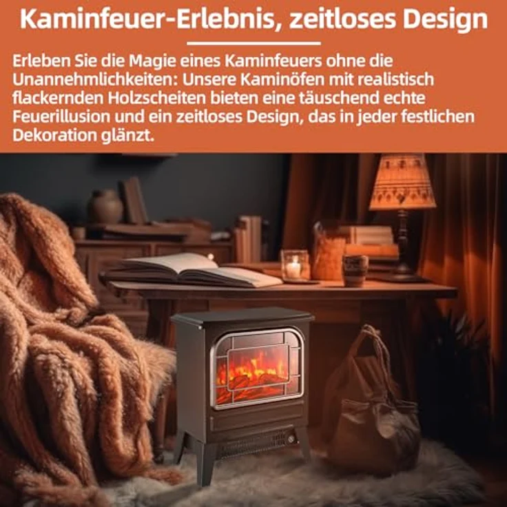 SHX SHXFP1950 Elektrokamin 1950W, mit realistischer Feuerillusion und einstellbarem Thermostat, schornsteinfrei und umweltfreundlich – Bild 5