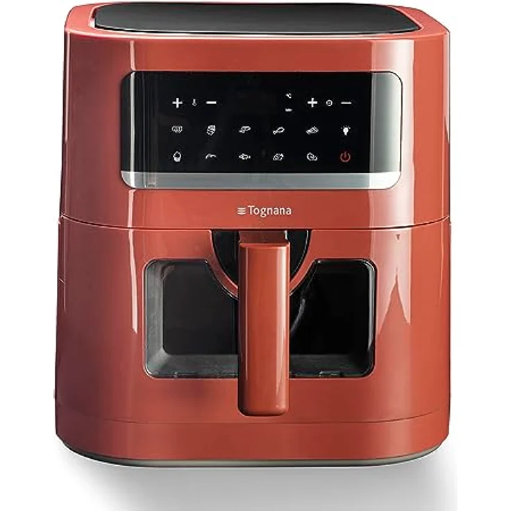 Tognana Iridea Luftfritteuse 7 L mit digitaler Anzeige, 9 voreingestellten Programmen, Antihaft-Grill und cool-touch Kunststoffkörper, apfelrot – Bild 1