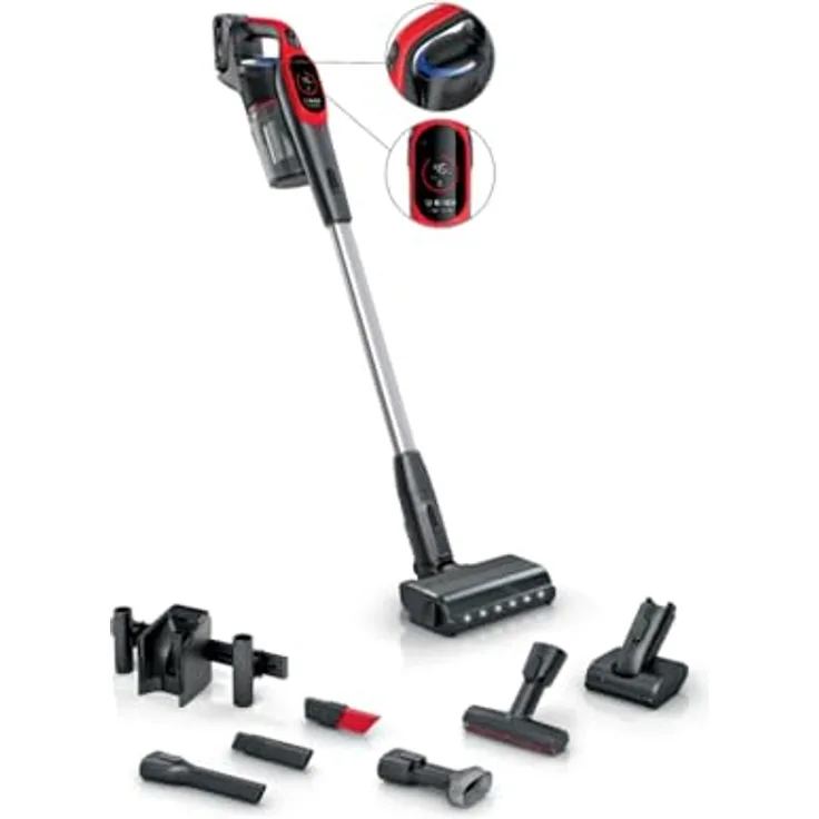 Bosch Unlimited 9 ProAnimal BBS931PET, Akkustaubsauger mit MicroClean-Technologie, motorisierter Mini Power-Düse, HEPA-Filter und 3-in-1 Zubehör, rot
