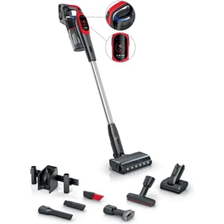 Bosch Unlimited 9 ProAnimal BBS931PET, Akkustaubsauger mit MicroClean-Technologie, motorisierter Mini Power-Düse, HEPA-Filter und 3-in-1 Zubehör, rot – Bild 1