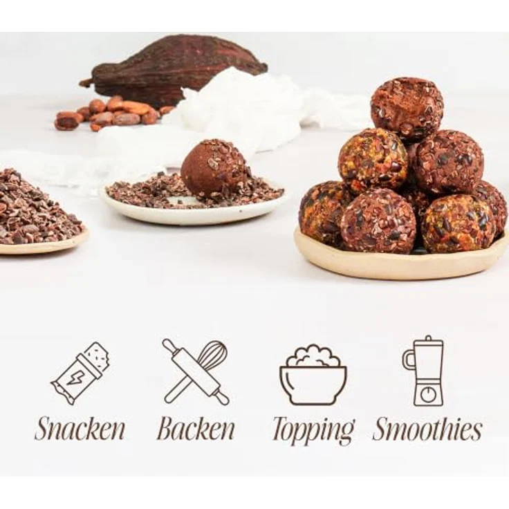 Sevenhills Wholefoods Roh Kakaonibs Bio 500g, 100% rein und biologisch, reich an Nährstoffen – Bild 5