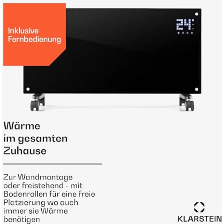 Klarstein Konvektor-Heizung, mobile Elektroheizung mit Thermostat & App-Steuerung, 2000 W, leise, mit Bodenrollen – Bild 5