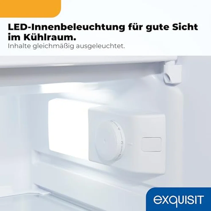 Exquisit KS516-4-HE-040E, Kühlschrank mit 109 l Nutzinhalt, 4-Sterne-Gefrierfach, LED-Innenraumbeleuchtung, wechselbarem Türanschlag, inoxlook – Bild 7