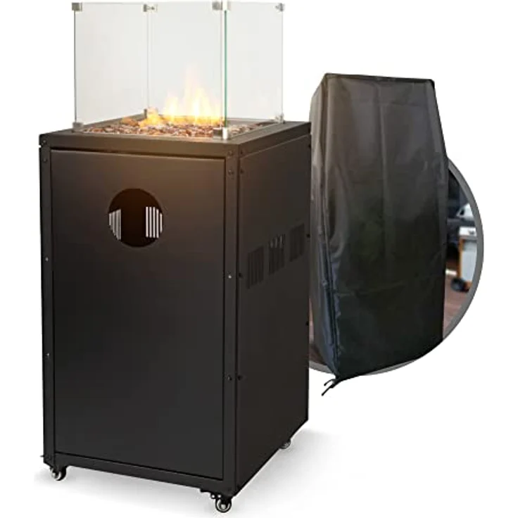 APANA Heizstrahler FUEGO Gasheizstrahler 8kW mit Rollen in anthrazit - Gemütliche Atmosphäre für Terrasse und Garten – Bild 1