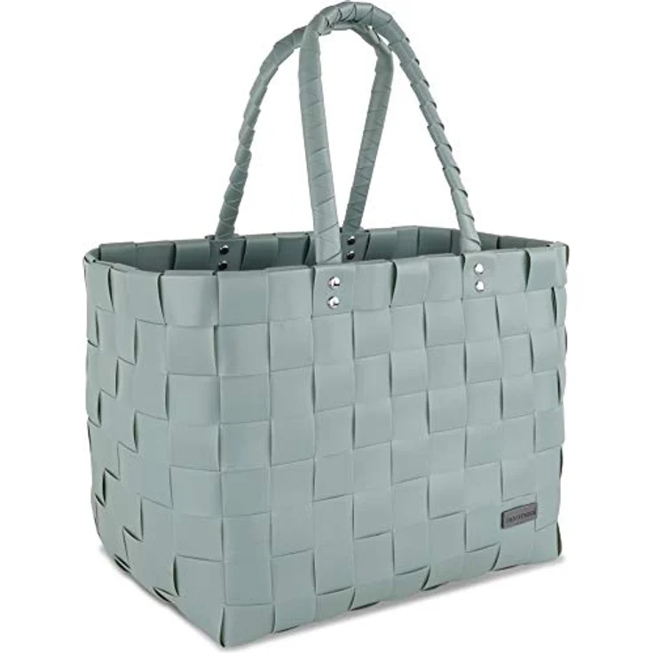 normani Einkaufstasche geflochten mit Henkeln, Tragetasche extra robust aus 70 % recyceltem Material, 20 Liter Volumen, Farbe Mint – Bild 2
