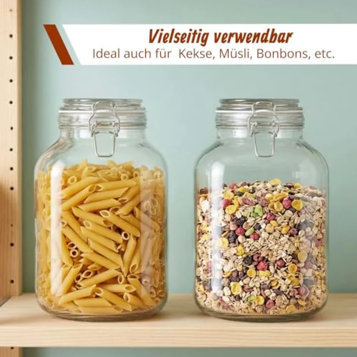 Relaxdays Einmachgläser, 2er Set, 3 l, transparent mit luftdichtem Bügelverschluss für Vorratslagerung – Bild 3