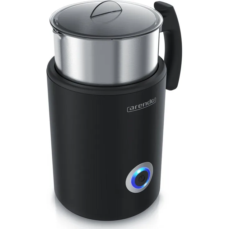 Arendo Milchaufschäumer 3in1 Induktion, 400ml Edelstahl, spülmaschinengeeignet, warm & kalt Schaum, 500 W, Latte Art, Füllskala