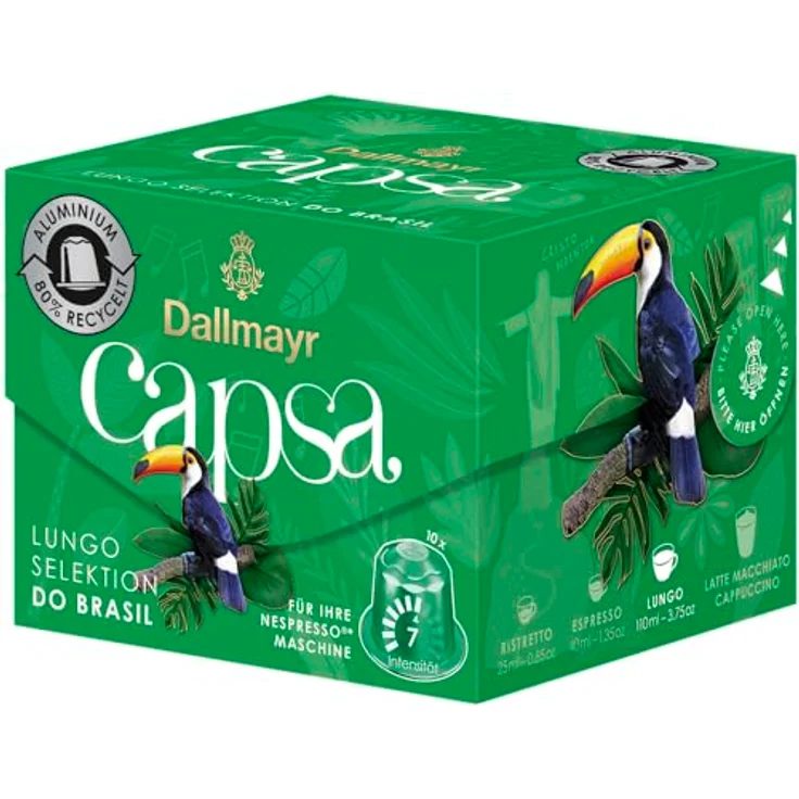 Dallmayr Capsa Lungo Selektion Karibik, Nespresso Kompatibel, Kaffeekapsel, Röstkaffee, Kaffee, 10 Kapseln, 56 g – Bild 4