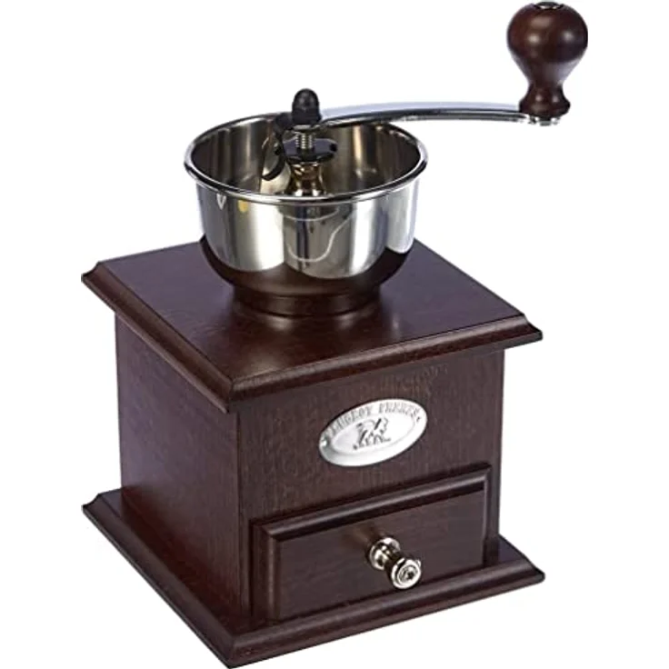 PEUGEOT Manuelle Kaffeemühle Brésil mit einstellbarem Mahlwerk, Höhe: 21 cm, Holz/Stahl, Braun - Traditionelles Retro-Modell, stufenlose Mahleinstellung, Made in France – Bild 1