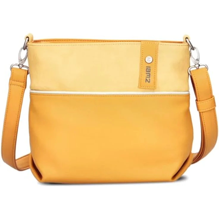Zwei Beuteltasche Jana J8, stilvolle Umhängetasche aus weichem Kunstleder, gelb, 2 Tragevarianten, 27 x 10 x 23 cm – Bild 3