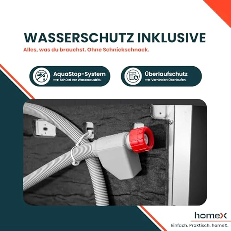homeX GST6AD-W Mini Geschirrspüler, Tischgeschirrspüler für 6 Maßgedecke, 6 Programme, AquaStop, Energieeffizienzklasse D, Weiß – Bild 6