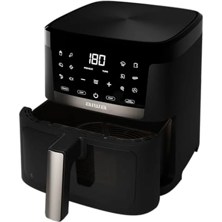Aiwa Chukuma AFR-7000 Luftfritteuse, 7 l, 1800 W, digitale Steuerung, 12 Programme, Selbstreinigung, Edelstahl/Kunststoff, schwarz – Bild 2