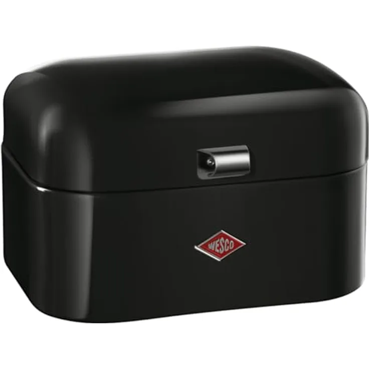 WESCO Single Grandy Brotkasten, schwarz, pulverbeschichtetes Stahlblech, Lüftungslöcher und stabiler Handgriff, 22 x 26,8 x 17,5 cm