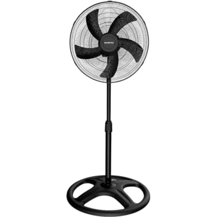 KUMTEL Standventilator 50 cm, 60 W, höhenverstellbar, 3 Geschwindigkeitsstufen, 70° Oszillation, schwarz