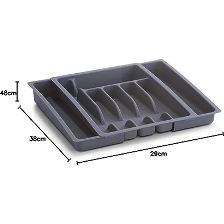 Zeller 24887 Besteckkasten, ausziehbar, Kunststoff, grau, ca. 29-48x38x6,5, ausziehbarer Besteckeinsatz, Schubladeneinsatz für die Küchenschublade – Bild 5