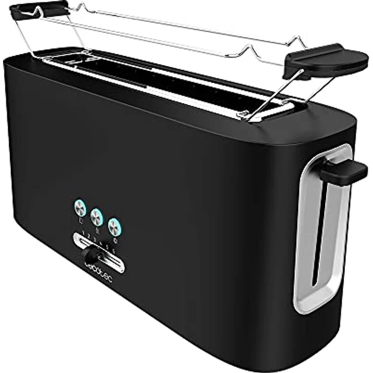 Cecotec Toast&Taste Toaster 10000 Extra, 980 W mit extra breitem Langschlitz, schwarzes Design und Edelstahl-Beschichtung, 9 Röstfunktionsstufen – Bild 1