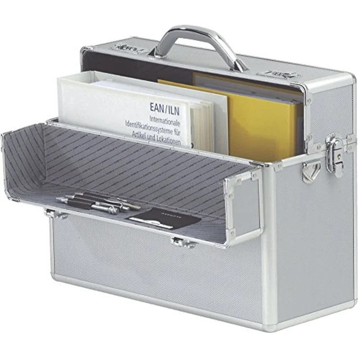 Alumaxx Alpha Koffer, 34 l, mit 2-teiligen Deckel und Schultergurt, Silber – Bild 4