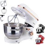 Arebos Küchenmaschine mit Planetenrührsystem, 1500W, 6L Edelstahl-Rührschüssel, 6 Geschwindigkeiten, geräuschlos, weiß