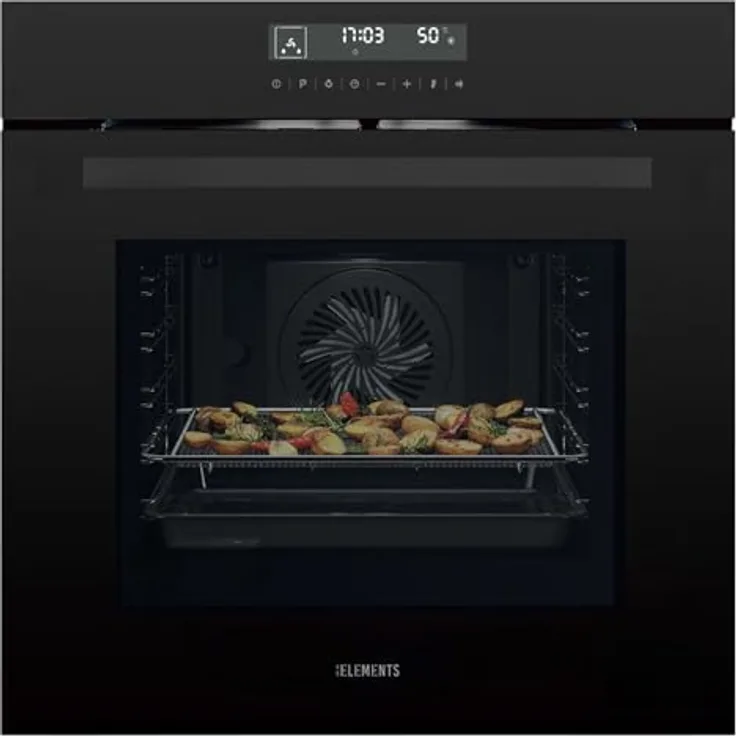 KB ELEMENTS Einbaubackofen 60 CM, Airfryer-Funktion, 15 Funktionen, Full Touch Display, AQUA CLEAN, 73 L Garraum, EEK A+