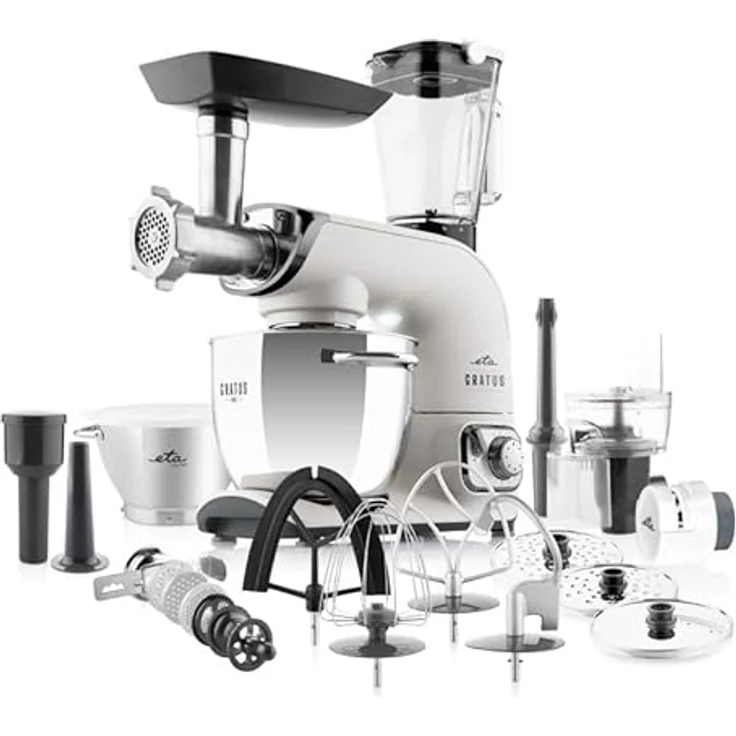 ETA Gratus Evo Küchenmaschine 1500 Watt 5.5 l Edelstahl Schüssel 8 Geschwindigkeitsstufen PULSE-Schalter Planetarisches Rührsystem Kneten,Mischen, Mixen, Schlagen, Reiben,Fleischwolf – Bild 1