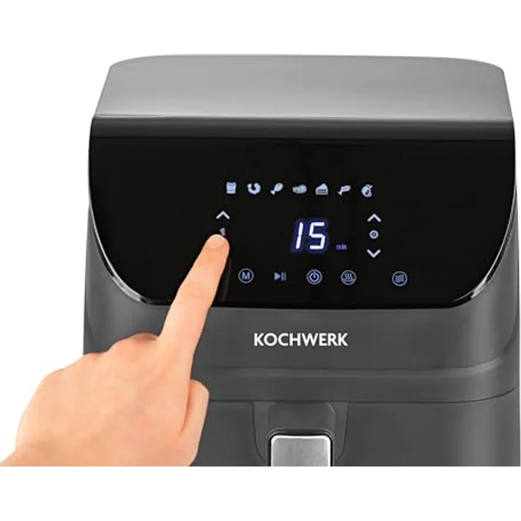 Kochwerk Rachs KOCHWERK Digitale Heißluftfritteuse 4L, Airfryer mit Touchscreen, fettarm Garen, Grillen und Backen, Erinnerungsfunktion zum Wenden, leichte Reinigung, 1400W – Bild 2
