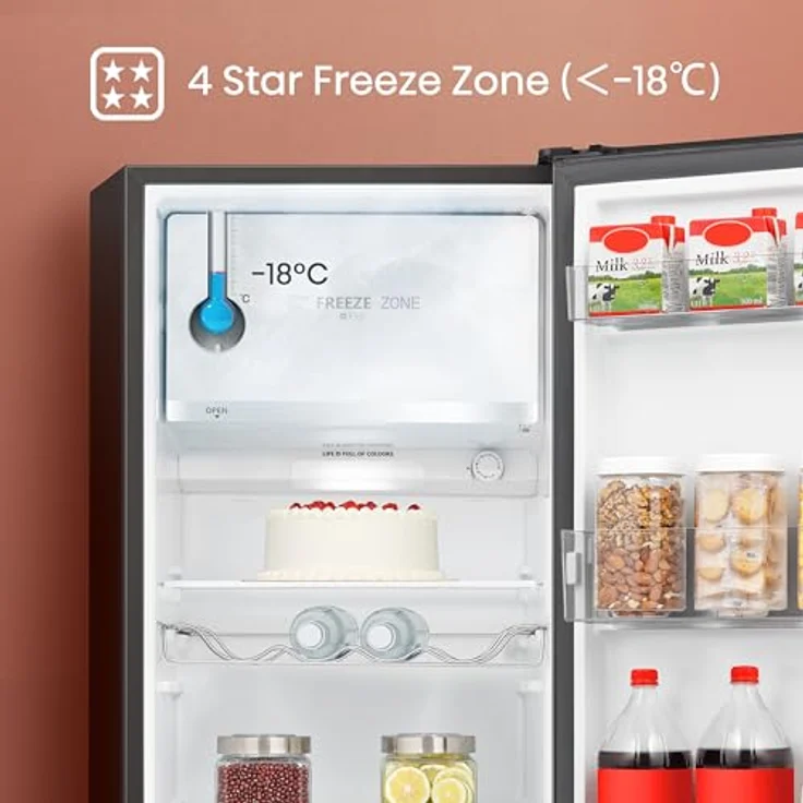 Hisense RR220D4BBE - Kühlschrank mit einer Tür, Freeze Zone Gefrierschrank, 165 l Fassungsvermögen, 128 cm hoch, Class E, Weinregal, Cycle Defrost (zyklisch), Obst- und Gemüseschublade, Schwarz – Bild 3